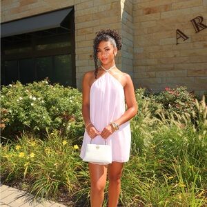 Edikted Light Pink Halter Mini Dress